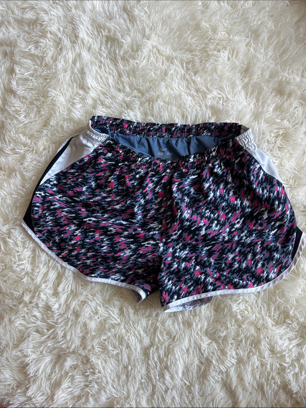 Nike Black & Pink Patterned Women's Athletic Shorts